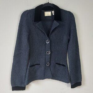 Anthropologie Guinevere Wool Blend Jacket Small Vintage Black Button Up Fitted